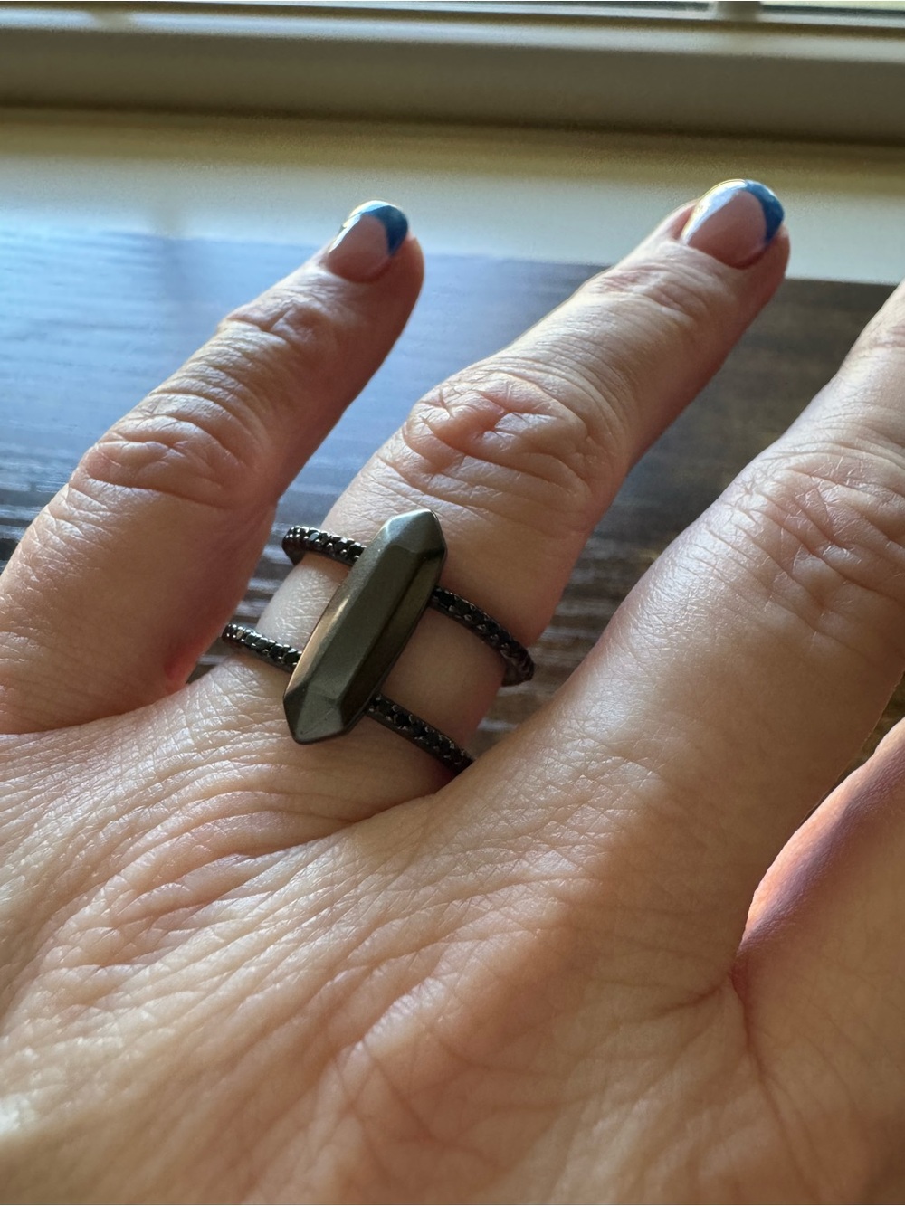 Kendra Scott Abra Double Band Ring in Gunmetal | Size 7.5